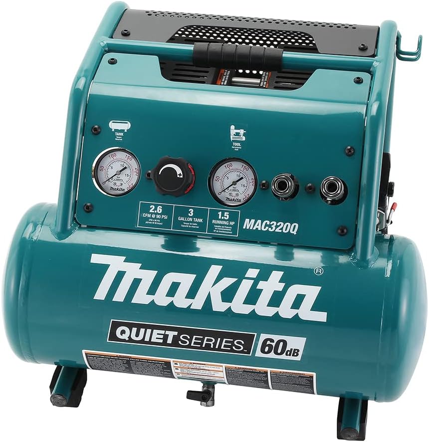 Makita MAC320Q Quiet Series 1-1/2 HP, 3 Gallon, Oil-Free, Electric Air Compressor Makita MAC320Q Quiet Series 1-1/2 HP, 3 Gallon, Oil-Free, Electric Air Compressor